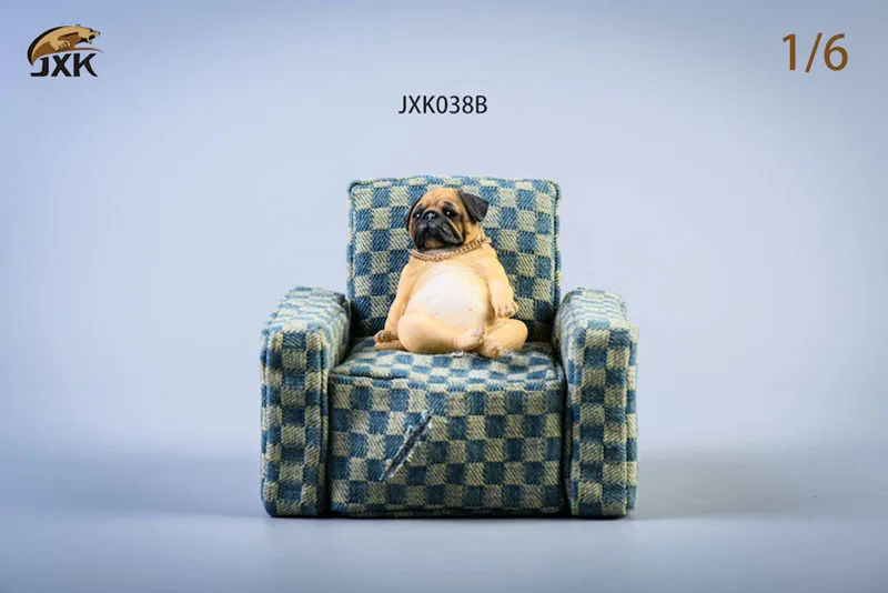 

Pug Decadent Dog Series JXK Studio 1/6 Resin Pug Decadent Dog with Sofa Model Animal Pet Statue Figure Full Set JXK038 Toys