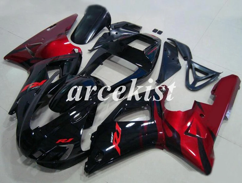 

4 подарки Новый ABS полный обтекатель комплект подходит для YAMAHA YZF-R1 1998 1999 YZF R1 98 99 YZF1000 на заказ темно-красный черный