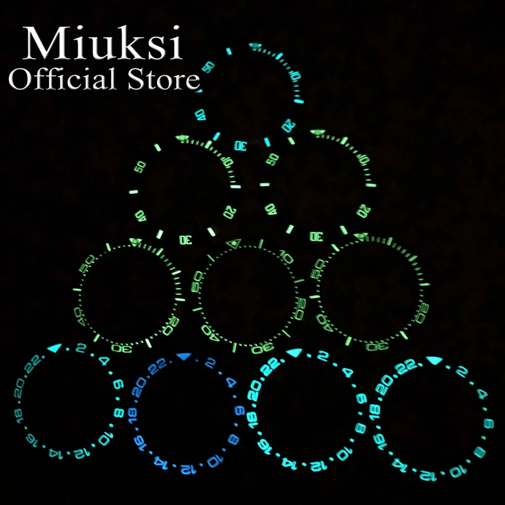 Miuksi 38mm super blue green luminous ceramic bezel insert fit 40mm watch case