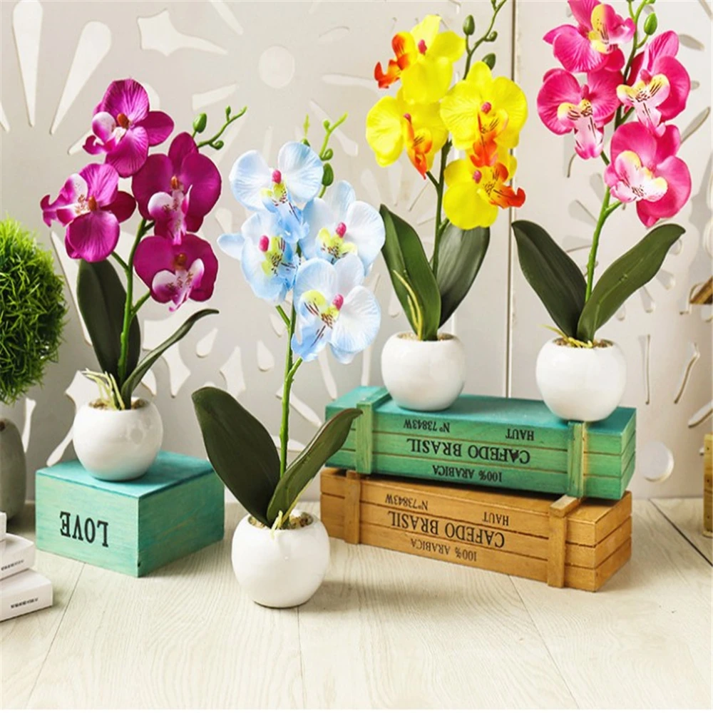 Красивый четырехголовый фаленопсис Бонсай Искусственные суккуленты Креативные