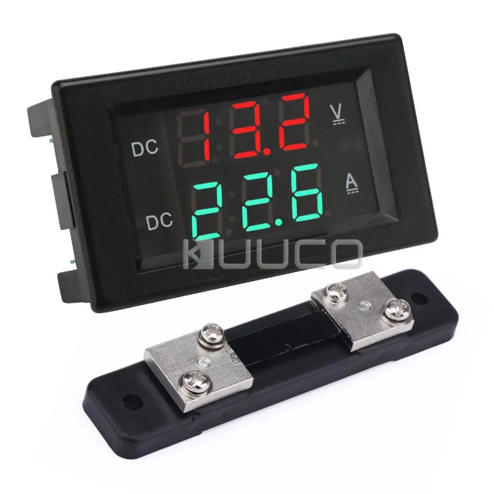 

2-в-1 Цифровой Измеритель постоянного тока 4,5 ~ 100 В/50 А, светодиодный двойной дисплей, измеритель напряжения/тока, Вольтметр Амперметр постоян...