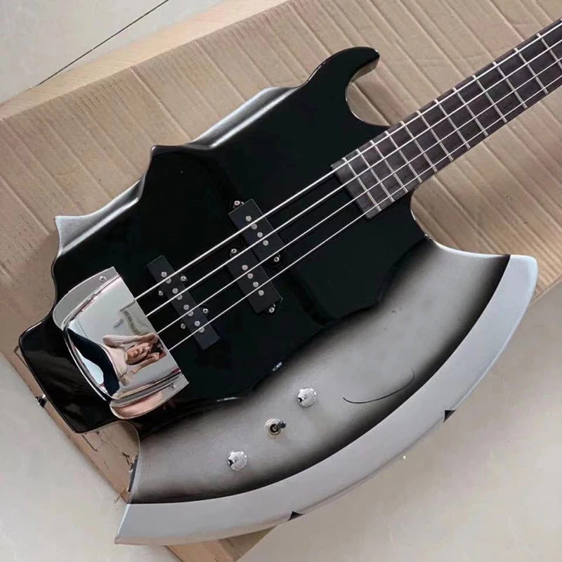 Большая искусственная электрическая бас четырехструнная гитара из массива