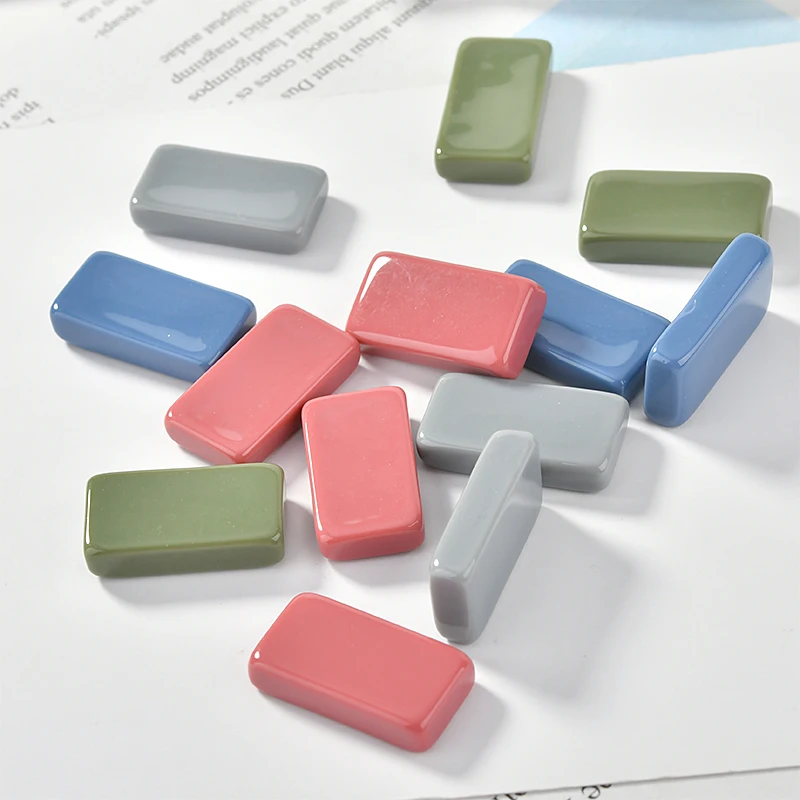 Японские и корейские Цветные стерео прямоугольные полимерные накладные серьги