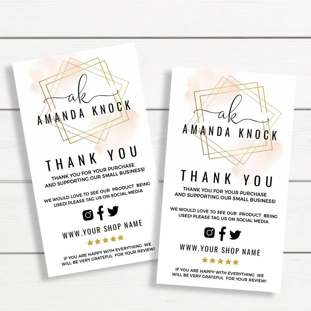 

Geometric Business Thank You Card, Thank You For Your Order Card ，Custom Text Social Medial Card，Personalize Business Name Card