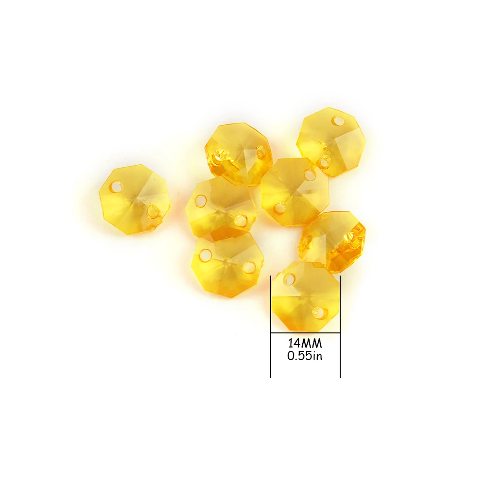 

14mm Acrylic Chandelier Bead Orange Color 200pcs/Lot Octagon Beads Prism Pendant For Chandelier Suspension
