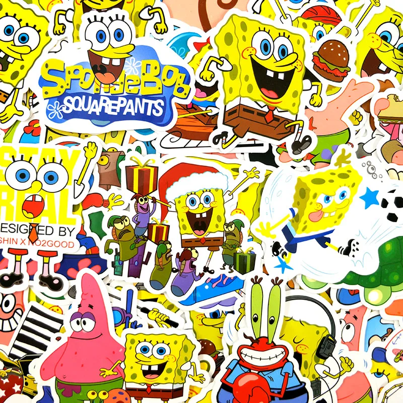 50 шт. Губка Боб мультфильм Граффити наклейки для мотоцикла ноутбук багаж
