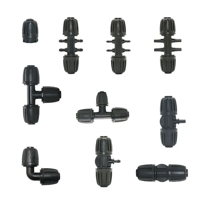 

16mm PE Hose Tee Elbow End Plug Connecters 1/2" To 1/4" 3/8" 6mm Reducing Barb Water Splitter Garden Irrigation Fittings 1PCS