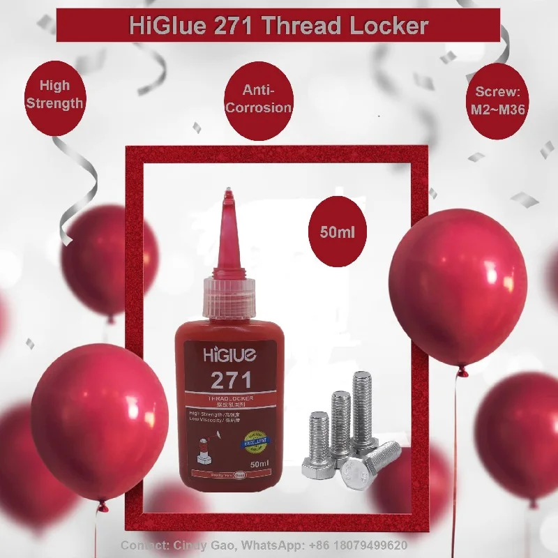 

Red Thread Lock Glue 271 50ml*1pcs Anaerobic Thread Adhesive High Strength Anti- Corrosion