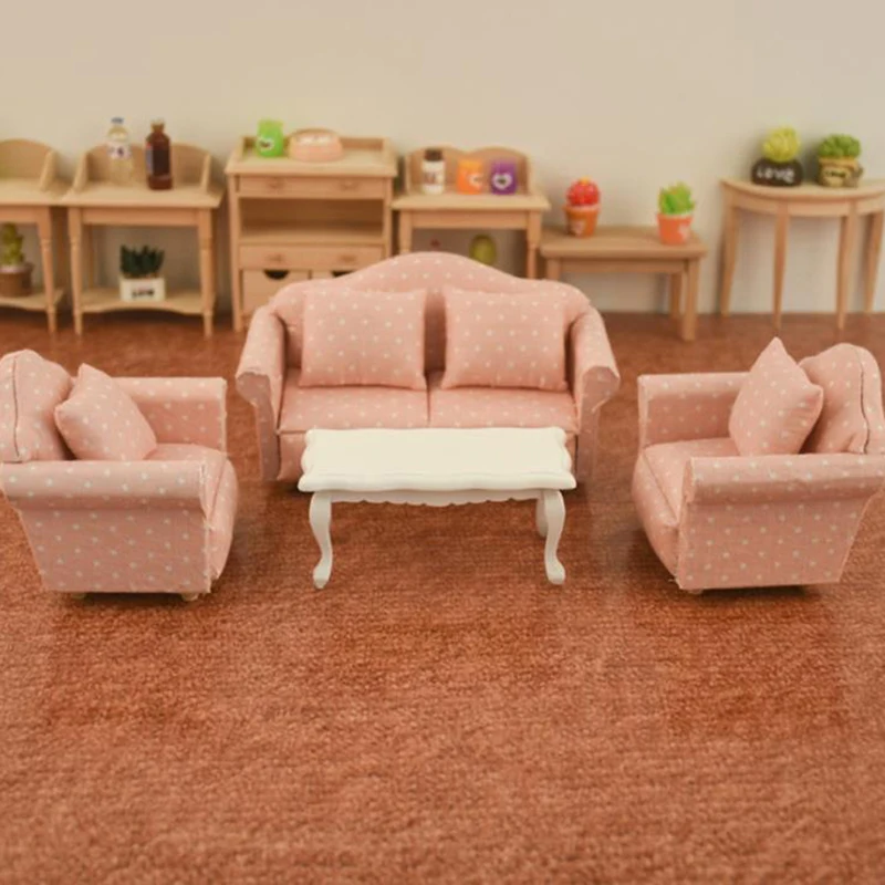 

Деревянная мебель для кукольного домика, двойной диван-подушка в масштабе 1:12