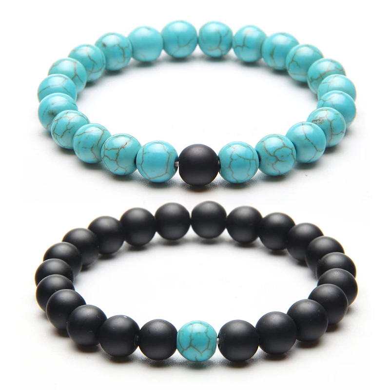 Diffone 2 ⑤ пара браслет для влюбленных настоящий натуральный камень Бусины Braslets