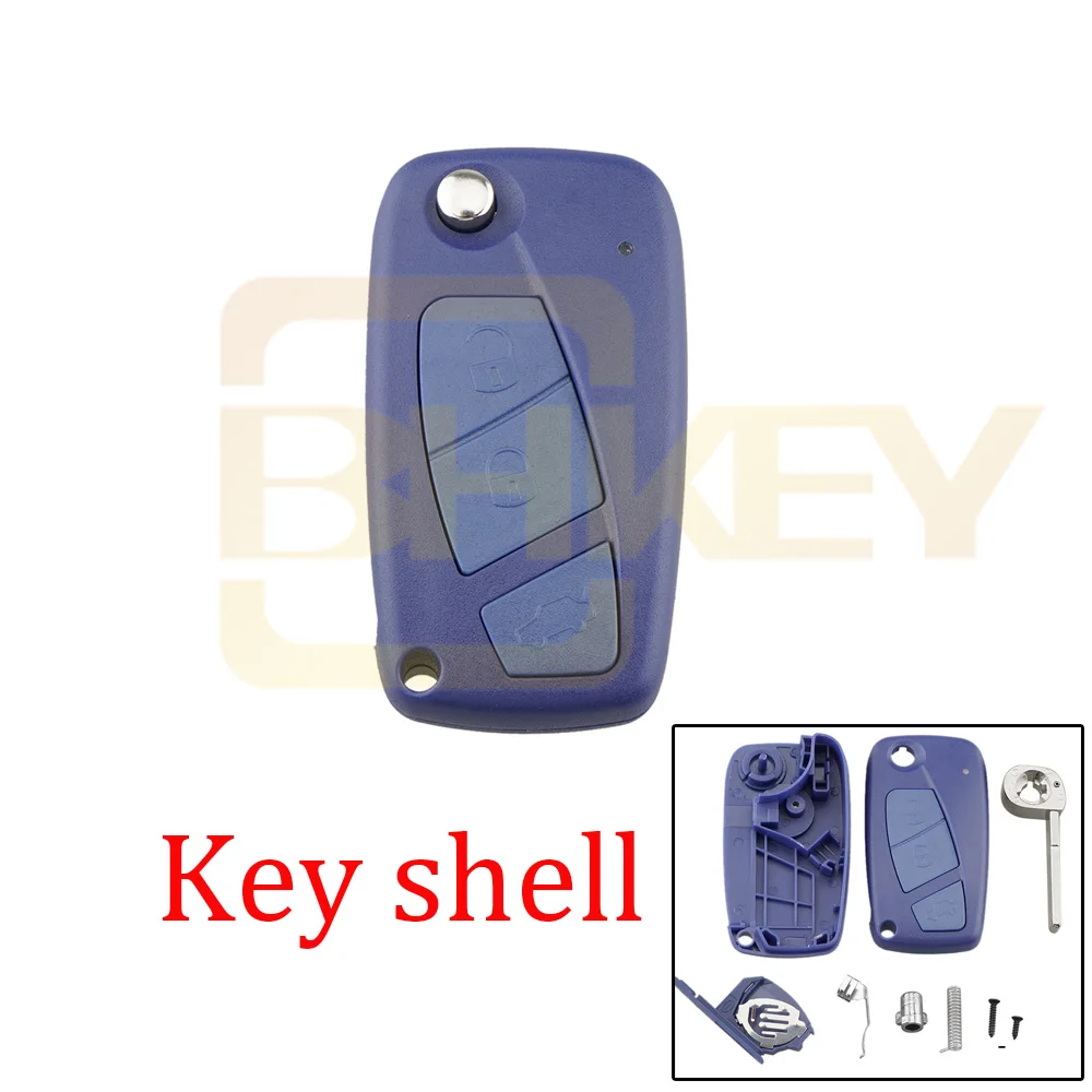 Blue key shell BHKEY 3 кнопки дистанционного ключа автомобиля для Fiat 433 МГц ID46/PCF7946 чип для Fiat 500 панда идея Punto Stilo Ducato ключи автомобиля - Цвет: Blue key shell