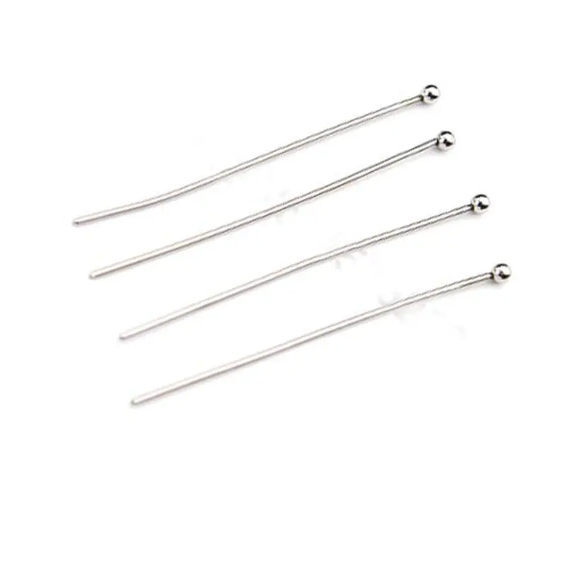 

50Pcs/lot 40mm 50mm Long Stainless Steel Ball Head Pins Headpins Eye Silver Tone Jewelry Findings Accessories