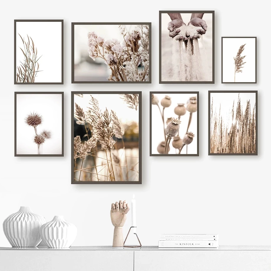 

Nordic Posters and Prints Scandinavian Wild Plant Sand Wall Pictures for Living Room Decor Wall Art Frameless Canvas Painting