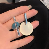 statement metallic tube round disc ab temperament earrings geometric color jointed new fashion jewelry pendientes mujer