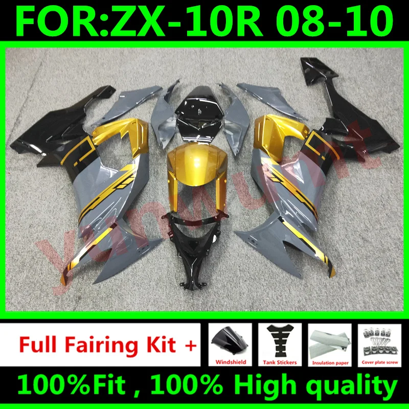 Новый комплект обтекателей для мотоцикла ABS Kawasaki Ninja ZX-10R ZX10R 10R 2008 2009 08 09 10 кузова