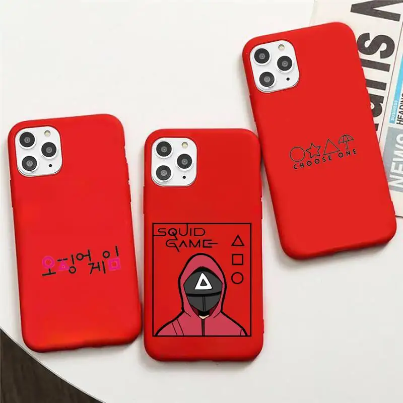 

Squid Game Zhiying 240 067 Phone Case Candy Color for iPhone 6 6S 7 8 11 12 XS X SE 2020 XR mini pro Plus MAX mobile bags