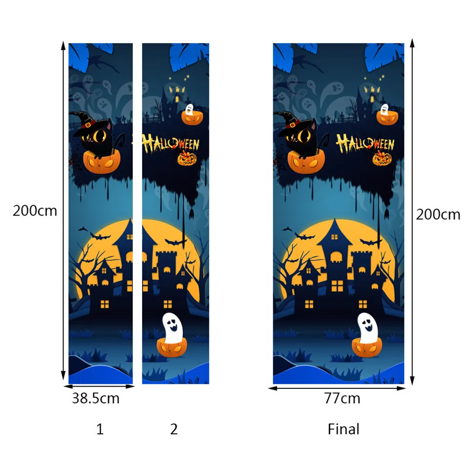 

Halloween Door Stickers Self-adhesive Festival Party Decoration Wallpaper Zombie Ghost Dark Horror Poster DIY Wall Decor Murals