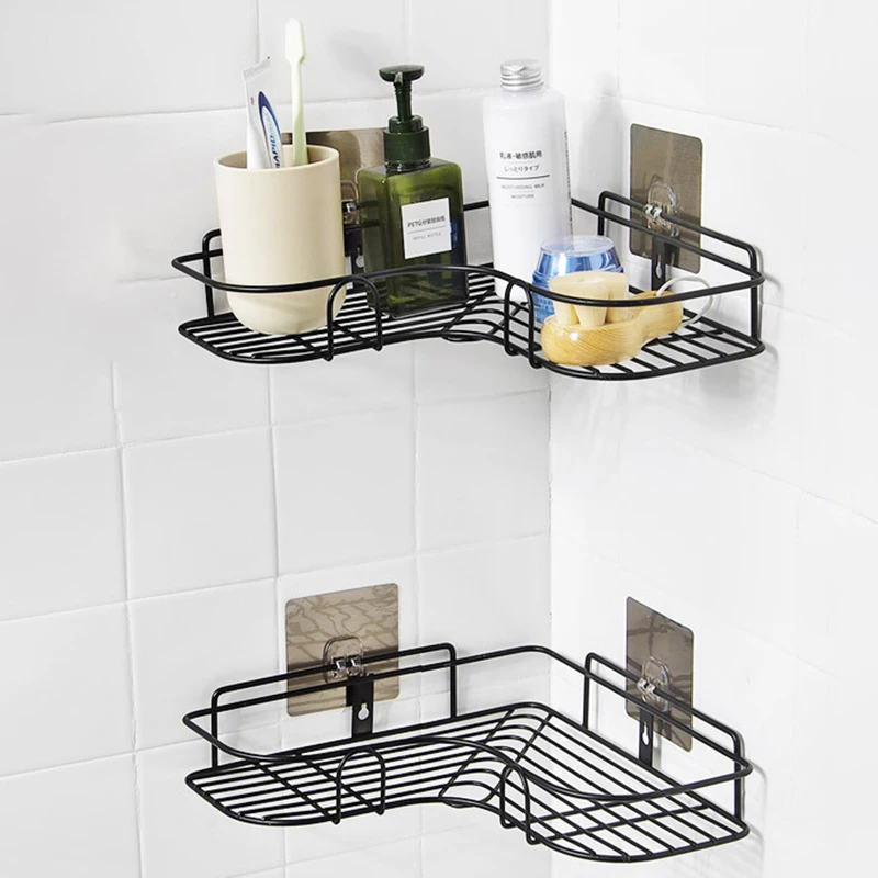 

Corner Rack Corner Rack Bathroom Wall Hanging Iron Art Storage Rack Kitchen Tripod Without Punching