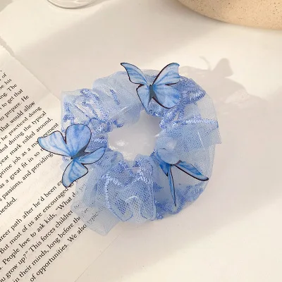 Корейские женские эластичные Kawaii кружевные блестящие резинки для волос галстук