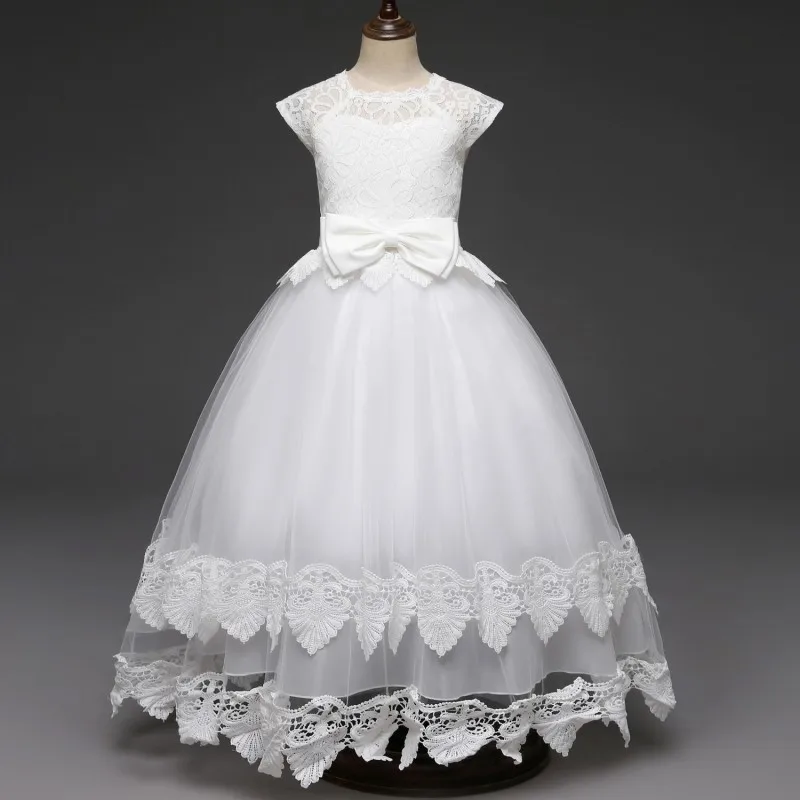 Фото Белое платье с цветами для девочек детское первого причастия свадьбы вечеринки