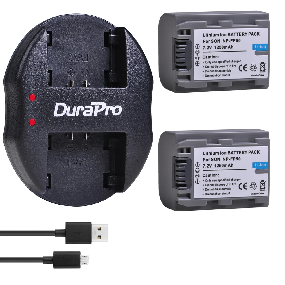 

NP-FP50 1250mAh NP-FP50 Аккумуляторы для камеры + UDB двойное зарядное устройство для Sony