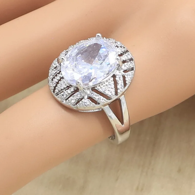 Женское серебряное кольцо с белым цирконием 925 пробы свадебный подарок|Кольца