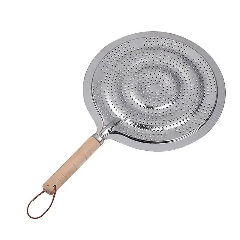 

2pcs Round Heat Diffuser with Wooden Handle Coffee Milk Cookware Metal Simmer Ring Kitchen Tool