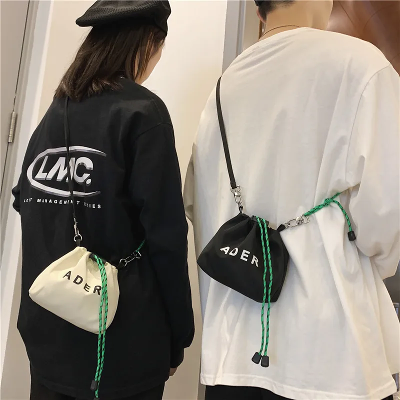 

Модная миниатюрная сумка через плечо с надписью для женщин, холщовая пара парусиновых сумок черного и белого цвета, маленькая сумка-мешок, с...