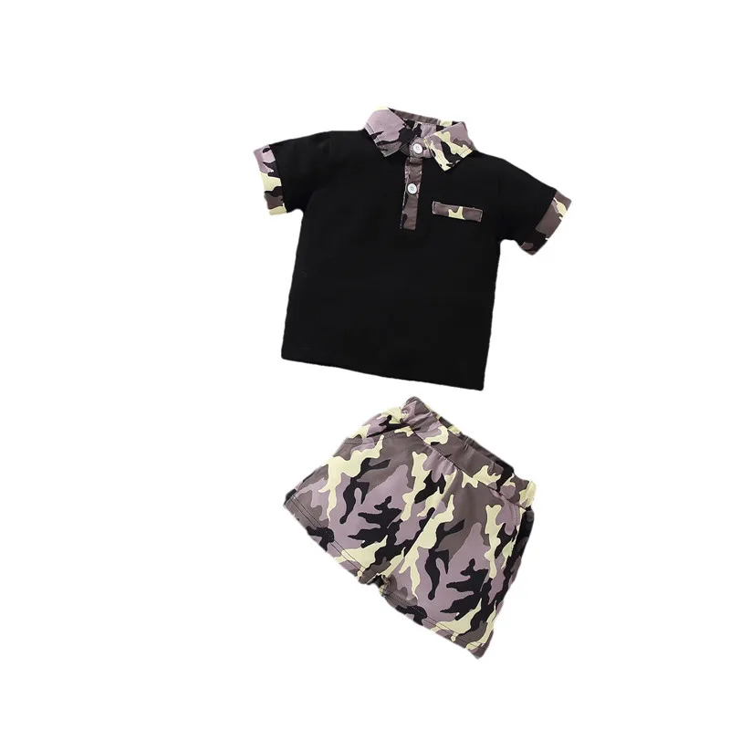 

0-18M 2Pcs Baby Tracksuits, Camouflage Dinosaur Printed Short Sleeves Shirt + Elastic Waist Shorts for Toddler Boys Summer