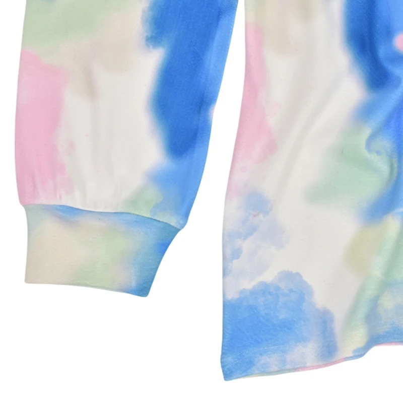 

Spring Fall Women T-Shirt Fashion Tie Dye Long Sleeve Round Neck Tees Pullover Top
