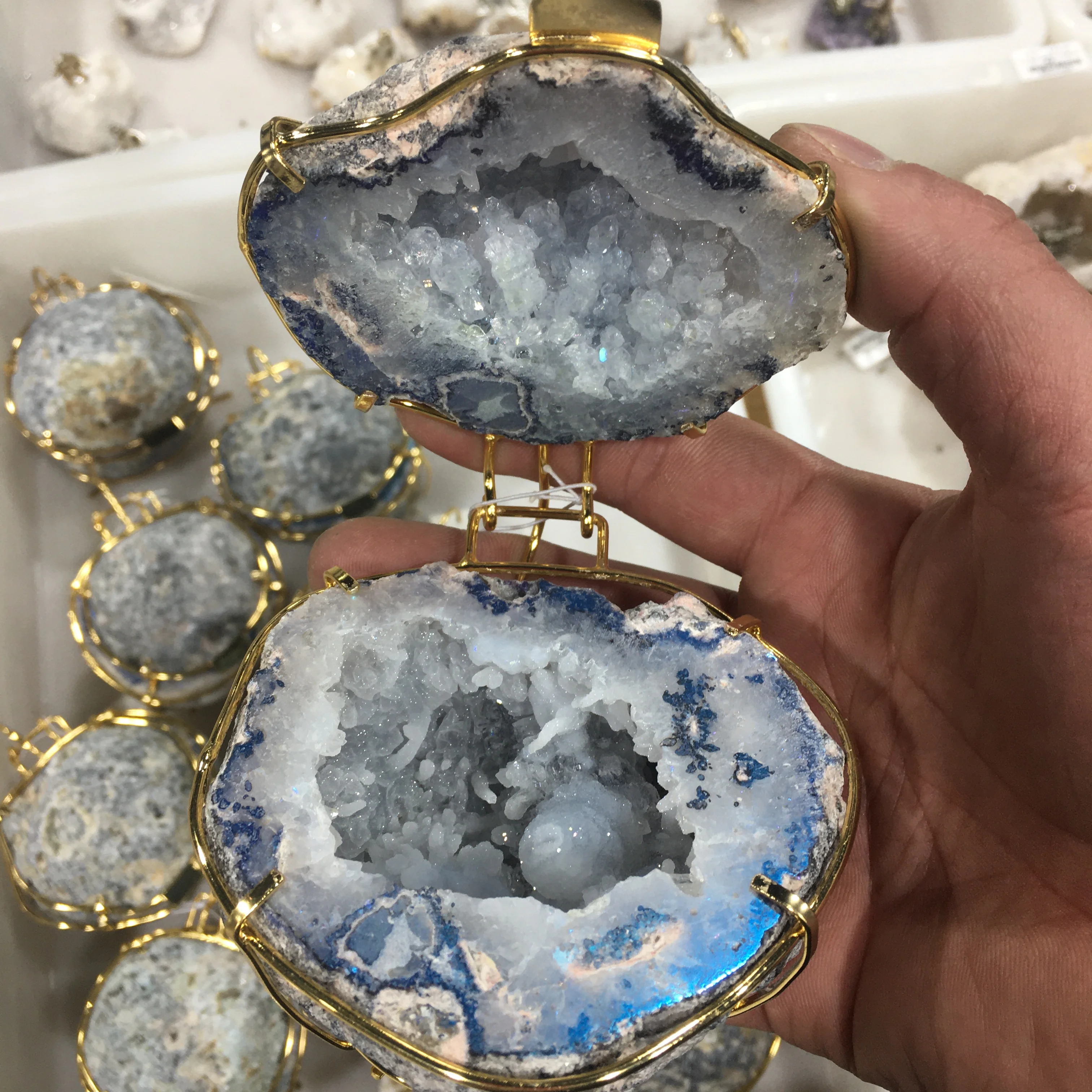 TOP natural agate crystal ring box wedding decoration gift