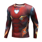 Компрессионная спортивная рубашка для мужчин, быстросохнущая Мужская футболка с длинным рукавом и 3D-принтом героев для фитнеса и бега, одежда для тренировок, Топ