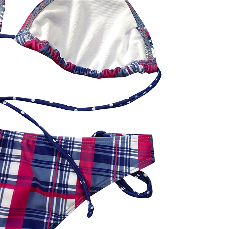 Женский бандажный комплект бикини с чашками пуш-ап пикантный купальник пляжная