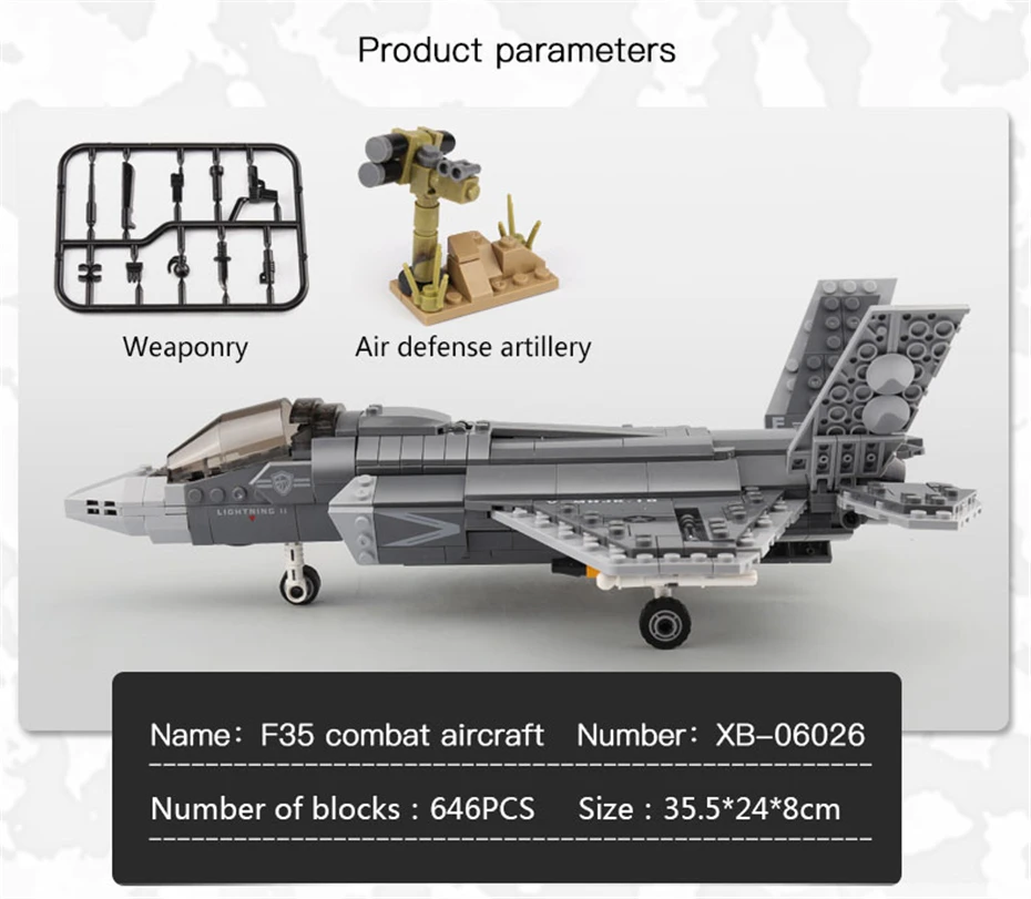 

XINGBAO 06026 NEW Military Weapon Series 646PCS The F35 Fighter Set Building Blocks MOC Bricks Construction Plane Model Gifts