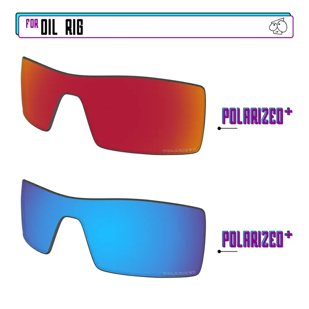 EZReplace Polarized Replacement Lenses for - Oakley Oil Rig Sunglasses - BlueP Plus-RedP Plus