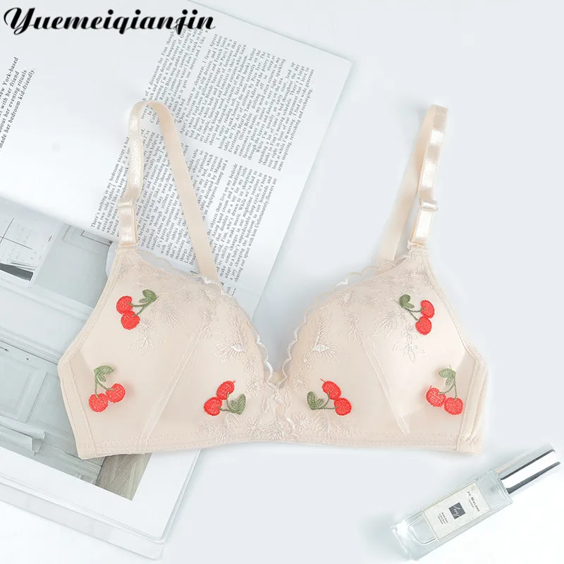 Женский сексуальный бюстгальтер без косточек чашка A B Бралетт с узором вишни