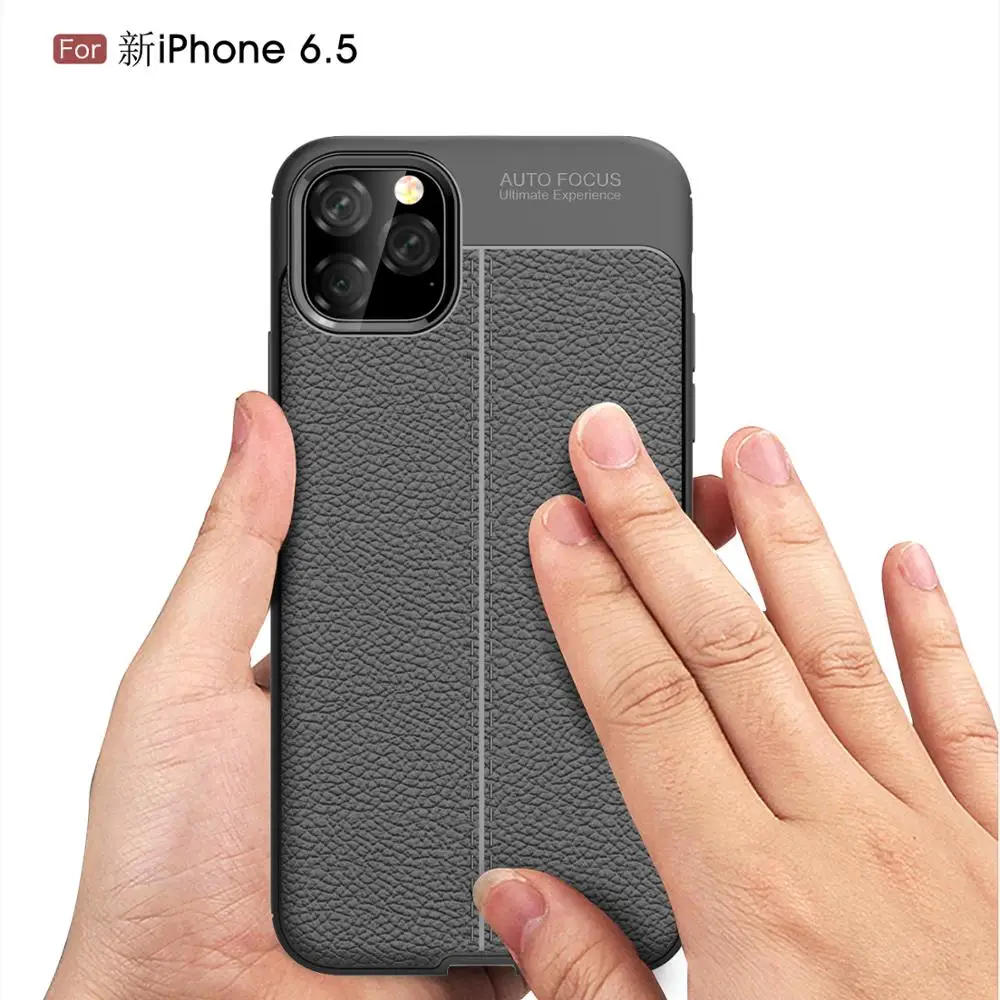 KEYSION Phone Case for iPhone 11 Pro Max Litchi leather texture TPU silicone Shockproof Black Cover 2019 | Мобильные телефоны и