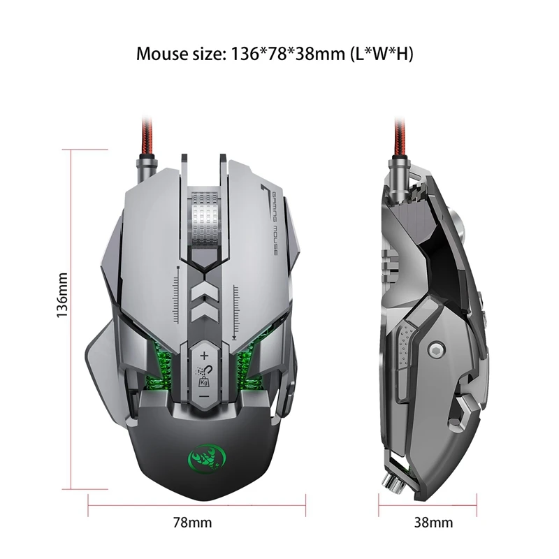 HXSJ J800 Проводная Механическая игровая мышь 6400 точек/дюйм светодиодный с