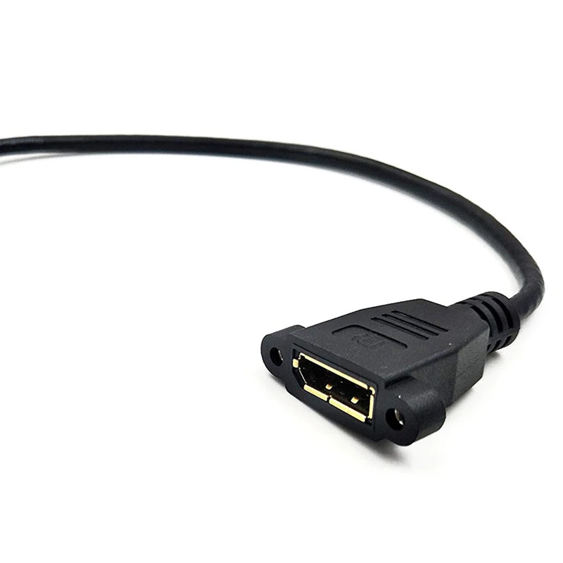 DP to Cable 12 inch / 30cm Left Angle 90 Degree Displayport (DP) Male DisplayPort Female with Screw Hole Panel Mount |