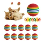 Игрушки для кошек и собак, мяч для жевания, Радужный эластичный резиновый мяч для котят, 3,5 см