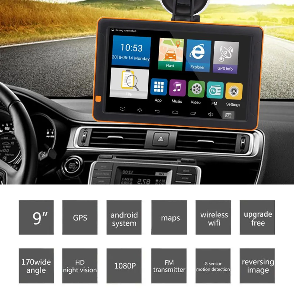 Автомобильный GPS навигатор &quot9 дюймовый автомобильный gps Android quad core1G + 16 ГБ FM