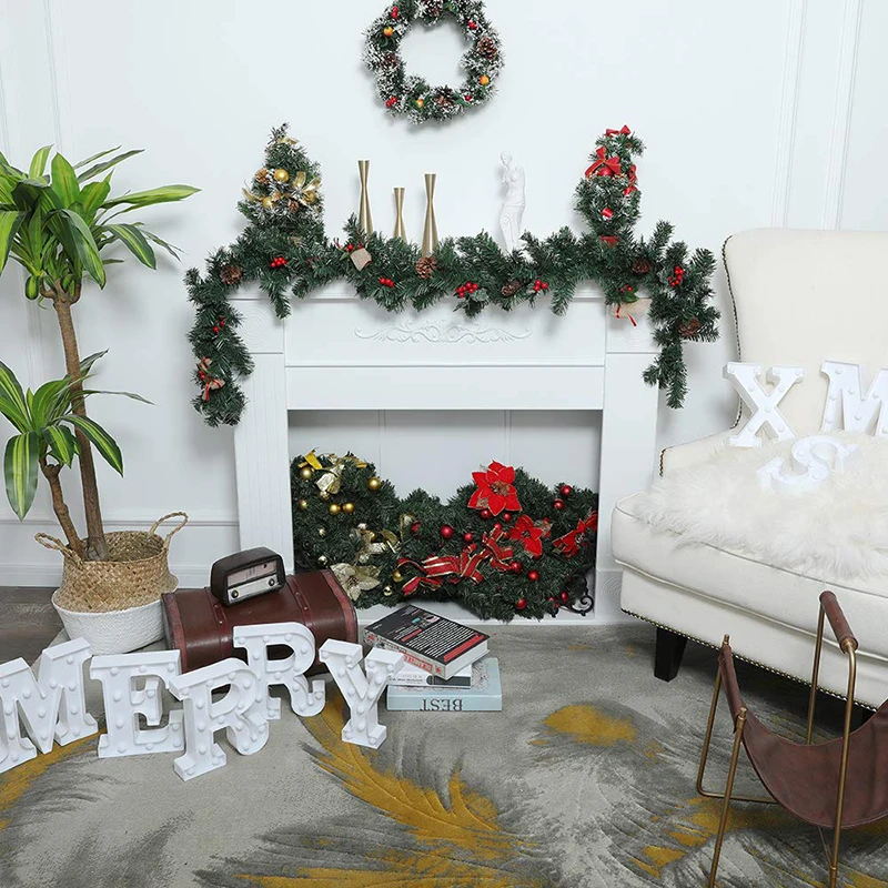 Рождественская гирлянда 1 8 м украшение с красными ягодами сосновые конусы