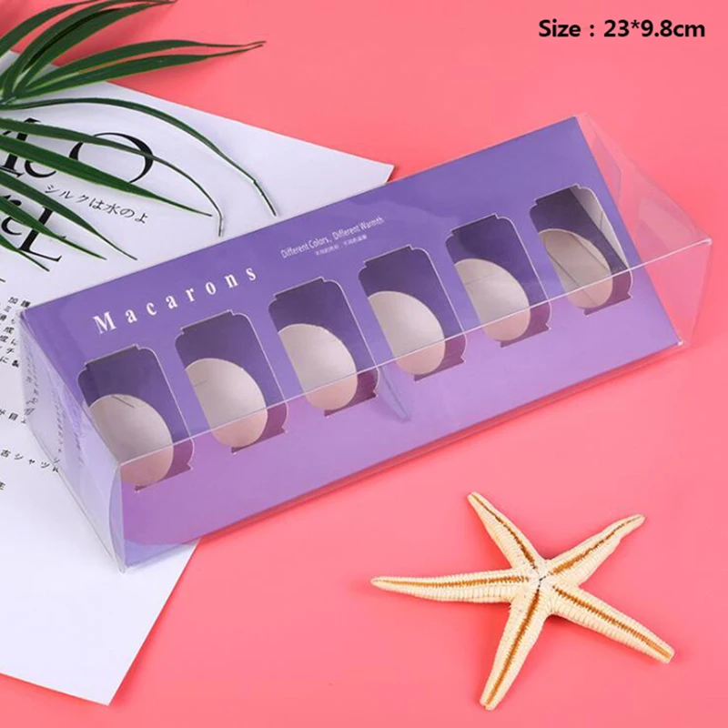 

6 Macarons Packaging Box Window-Covered Drawer Type Transparent Macarons Box Cake Decoratie Bakken Accessoires