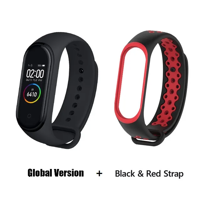 GB black red Глобальная версия Xiaomi Mi Band 3 Смарт-Браслет фитнес-браслет 3 большой сенсорный экран сообщение частота сердечных сокращений Smartband - Цвет: GB black red