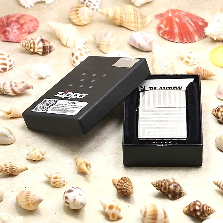 

Genuine Zippo oil lighter copper windproof Playboy trademark cigarette Kerosene lighters Gift With anti-counterfeiting code