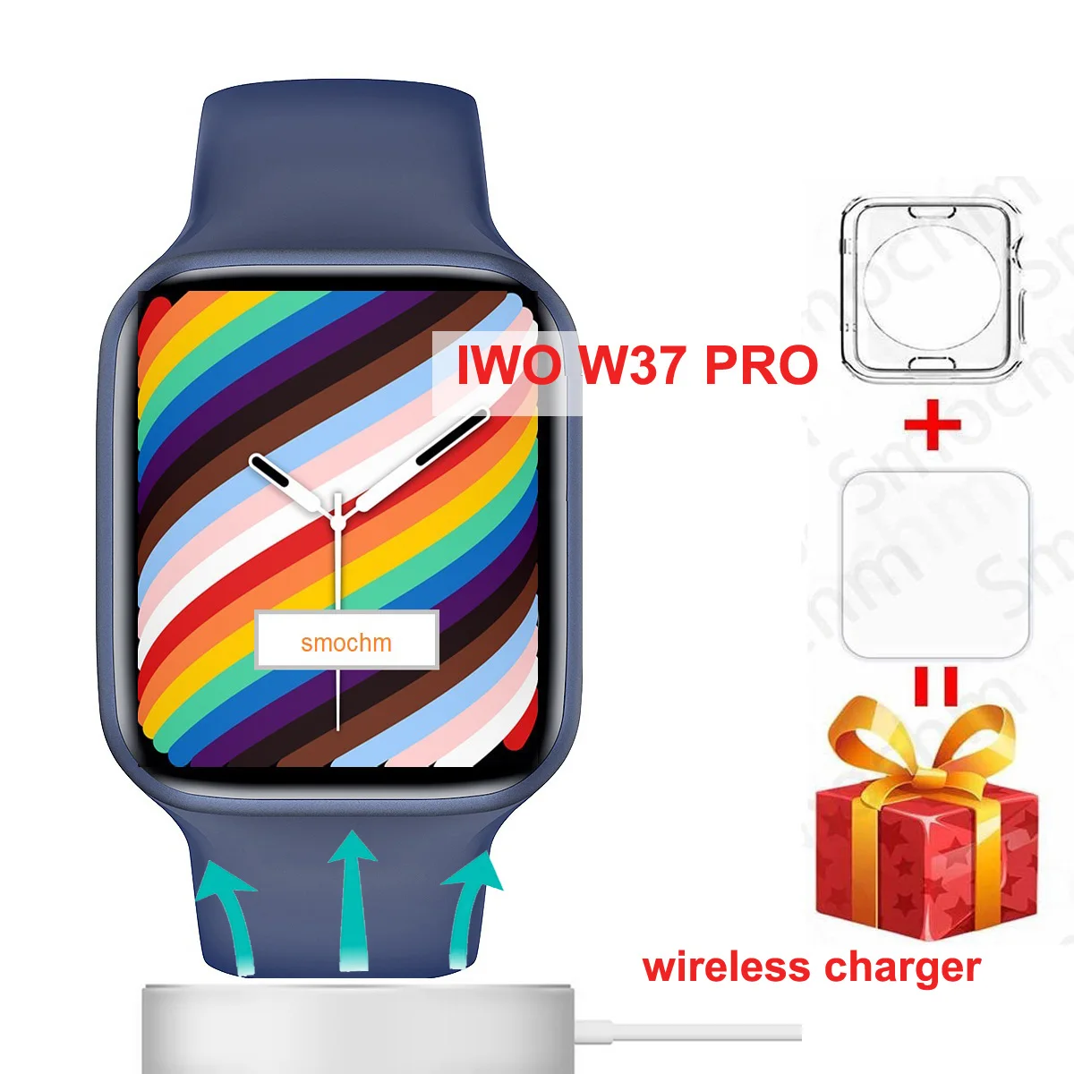 Смарт-часы Smochm IWO W37 W37Pro Series 7 с пульсометром и поддержкой Bluetooth часы мужские