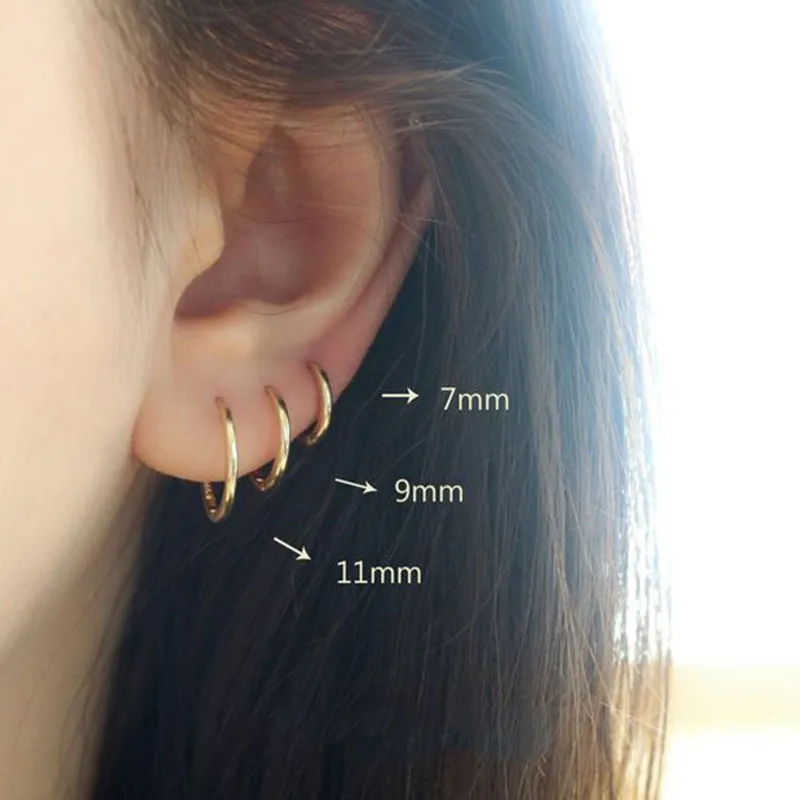 Мини крошечный маленькие huggie обруч серьги нержавеющая сталь браслет из