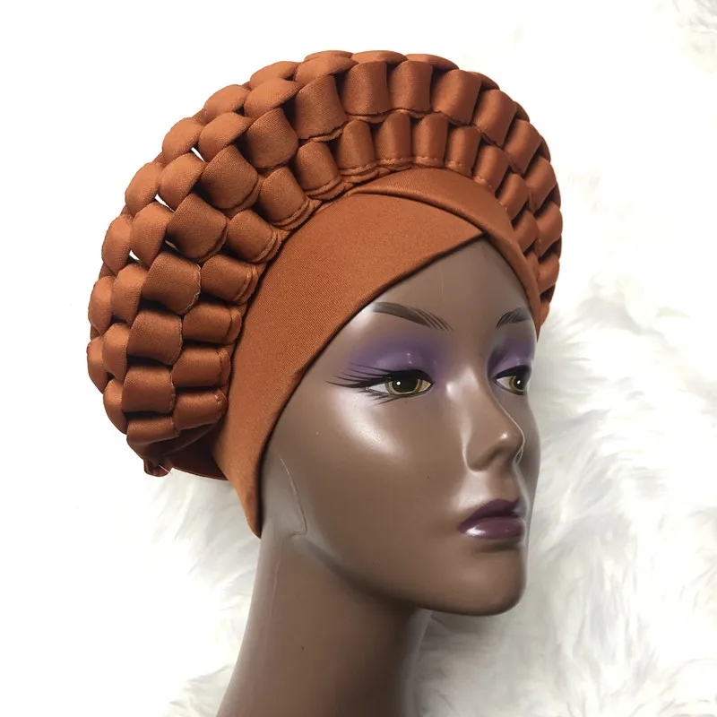 Нигерийский Блестящий головной убор Aso Oke Gele мусульманский уже сделанный Авто
