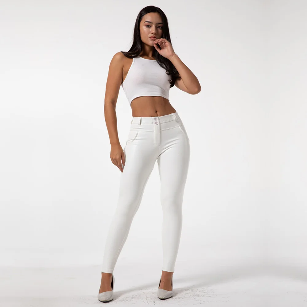 Shascullfites Melody Vegan Leather Trousers Winter White Leather Pants Thermal Leggings with Gift Box Package