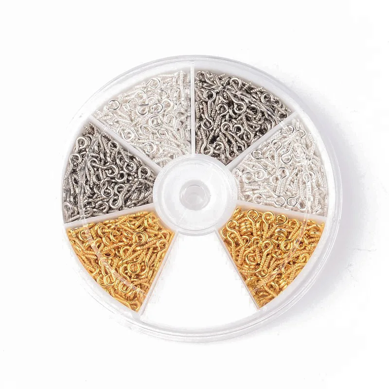 900 шт. 3 цвета железная винтовая шпилька под зажим для полупросверленных бусин